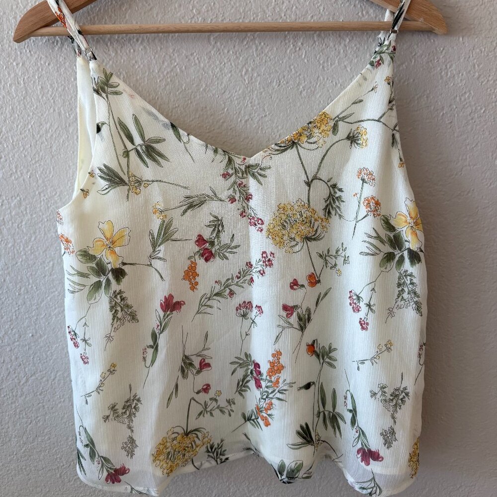 Miss Love Cream Floral Swing Tank Top (S)